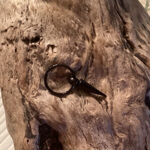 Unisex Black Surgical Steel Hinged Piercing Ring w/ Spike